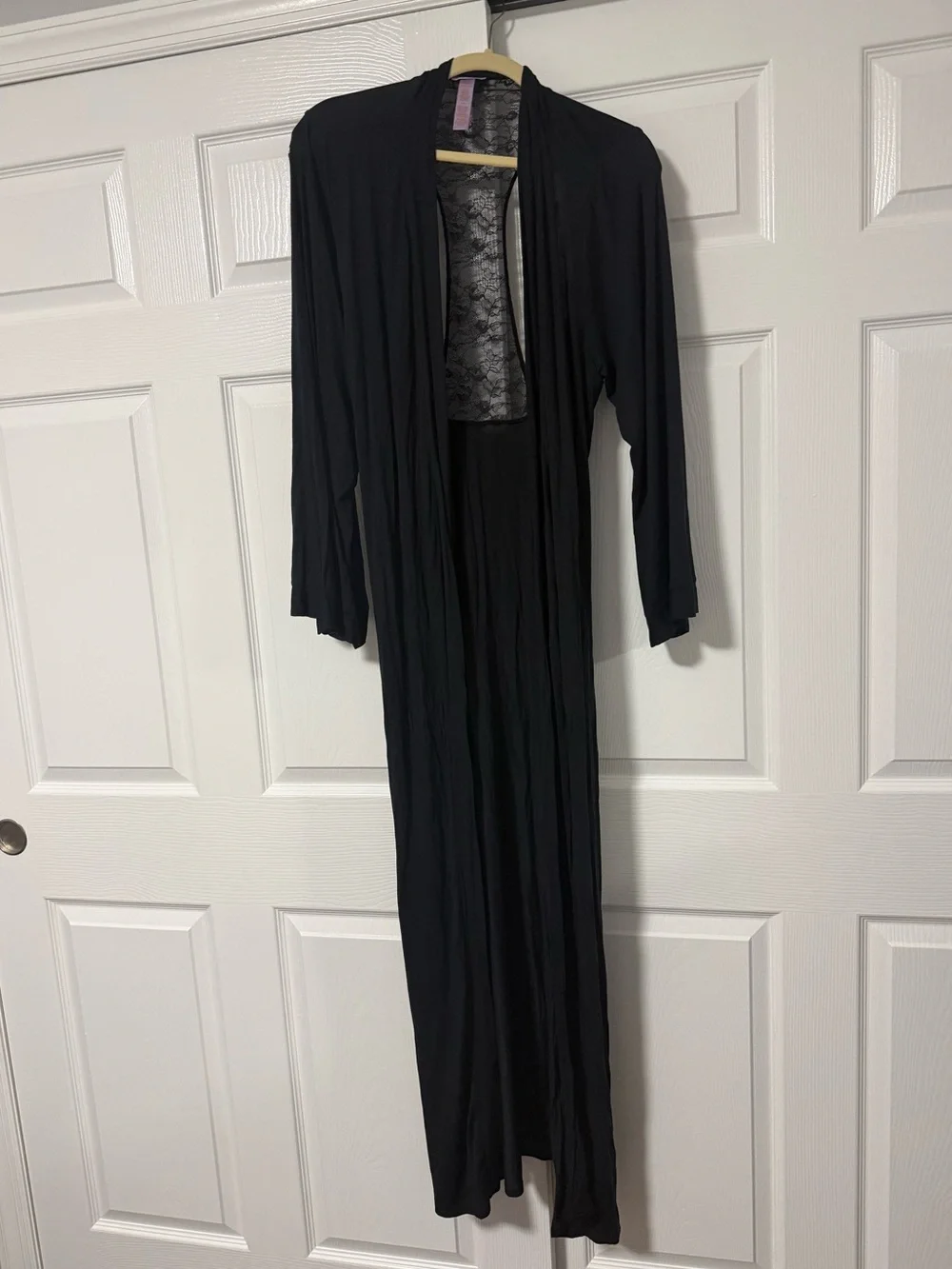 Never Worn Savage X Fenty Black Modal Lace Back Maxi Robe M/L